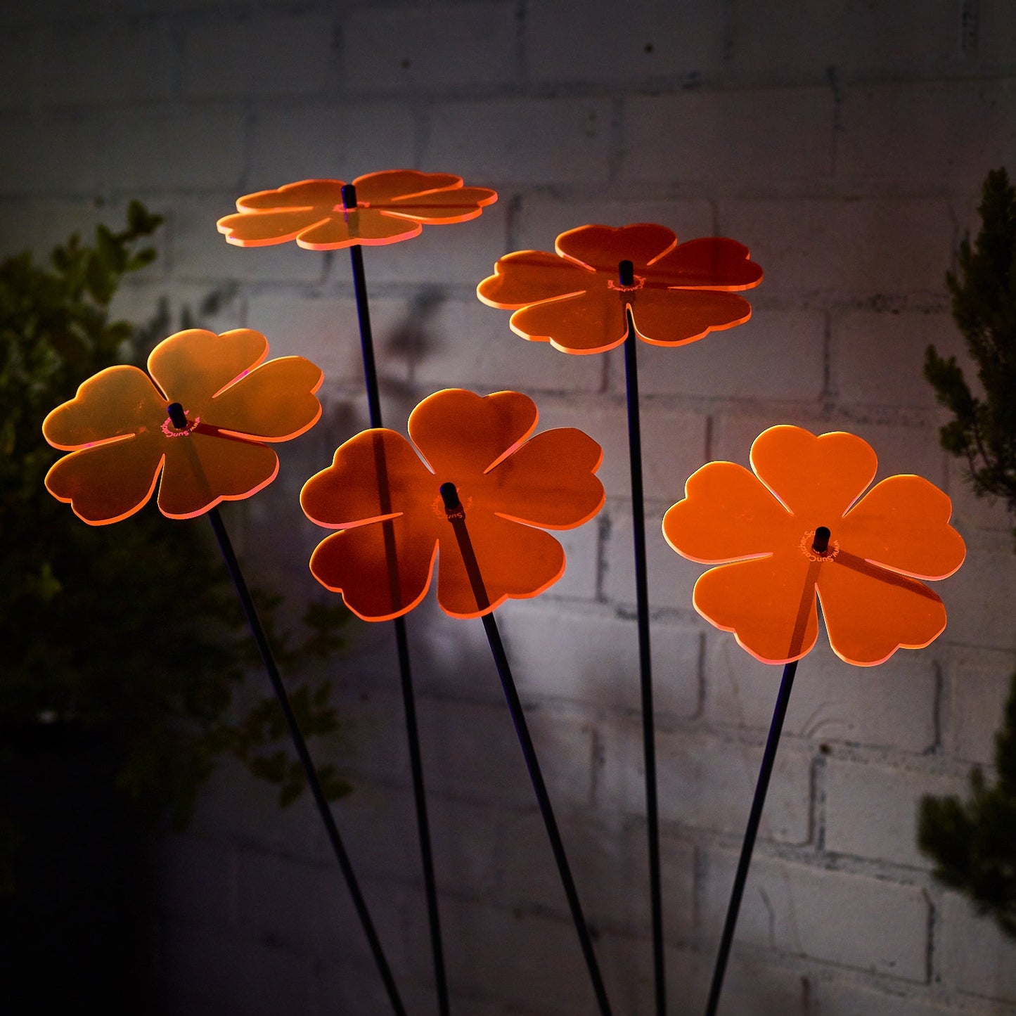 Large Garden Décor Ornaments Set of 5 'Double Blossoms'