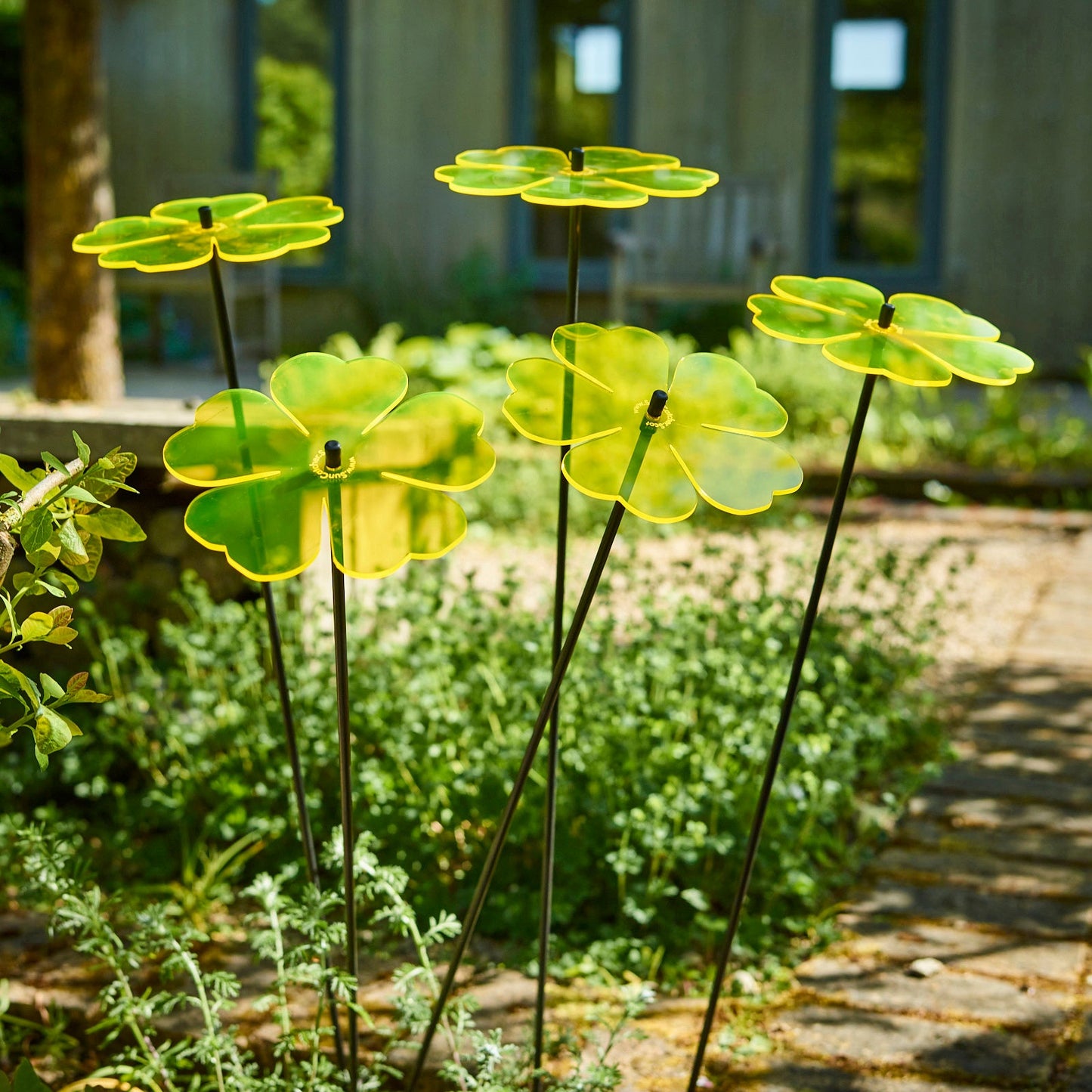 Large Garden Décor Ornaments Set of 5 'Double Blossoms'