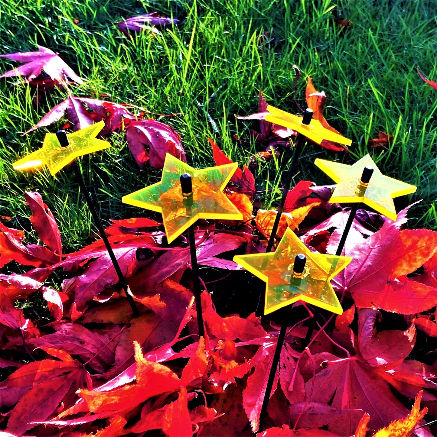 Garden Décor Ornaments Set of 5 small 'Shining Stars'