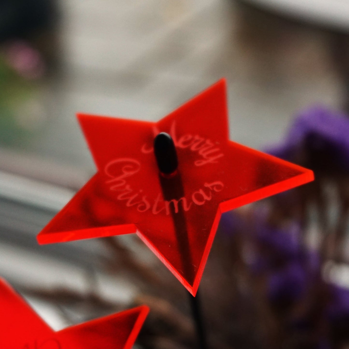 Small Set of 5 Shining Stars with Merry Christmas Message