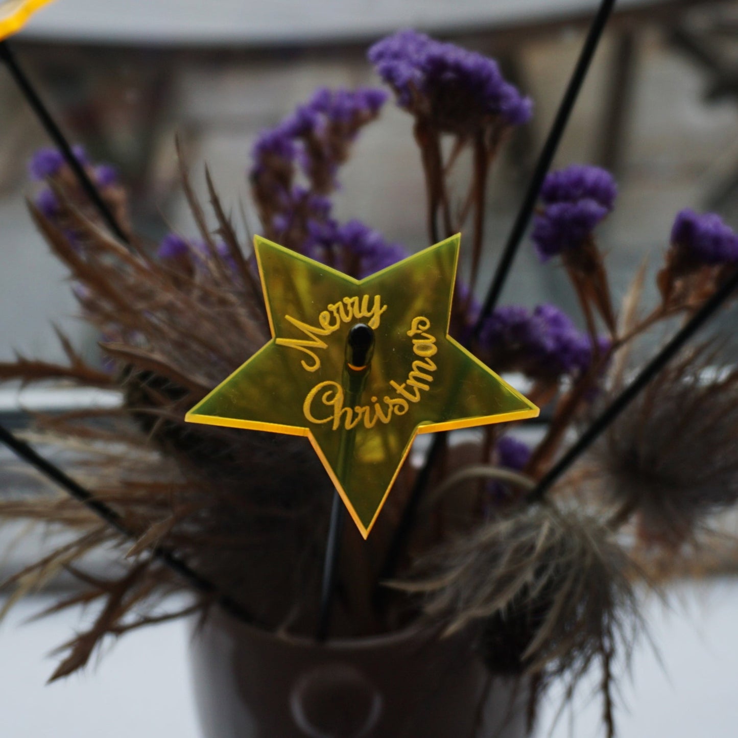 Small Set of 5 Shining Stars with Merry Christmas Message