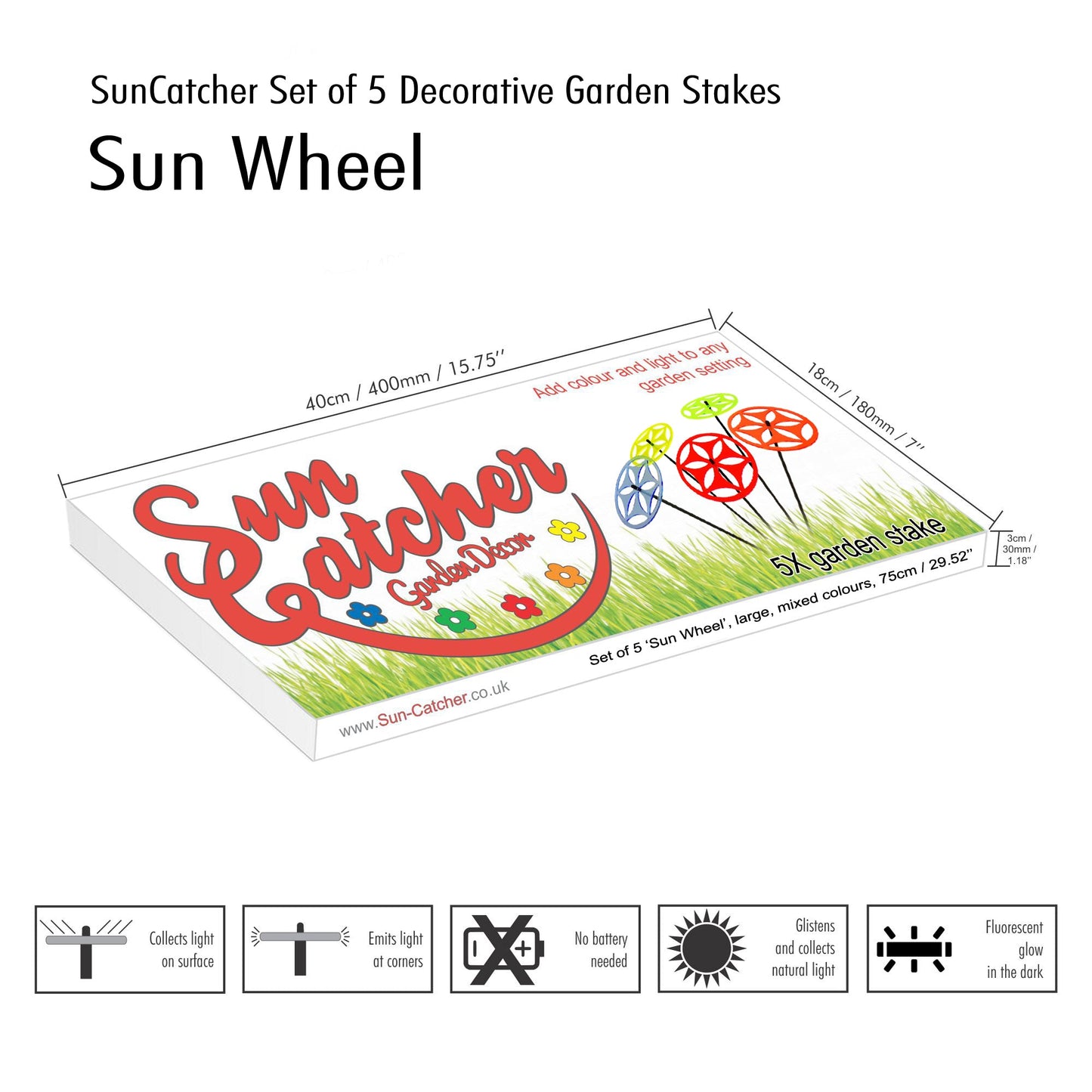 Large Garden Décor Ornaments Set of 5 'Sun Disc'