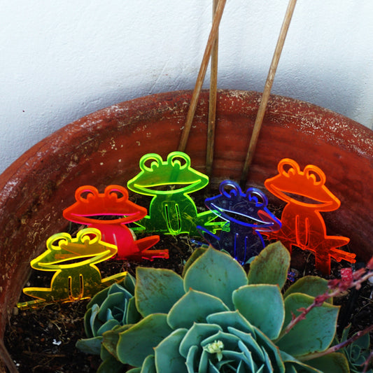 Garden Décor Ornament Stakes Set of 5 'Happy Frogs'