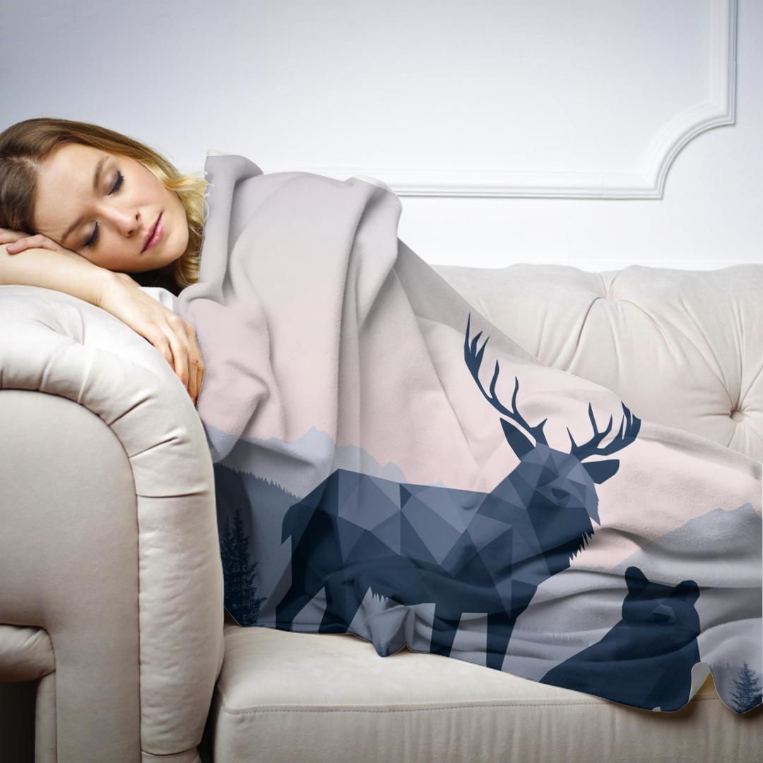 Sombre Wildlife Geometry Blanket