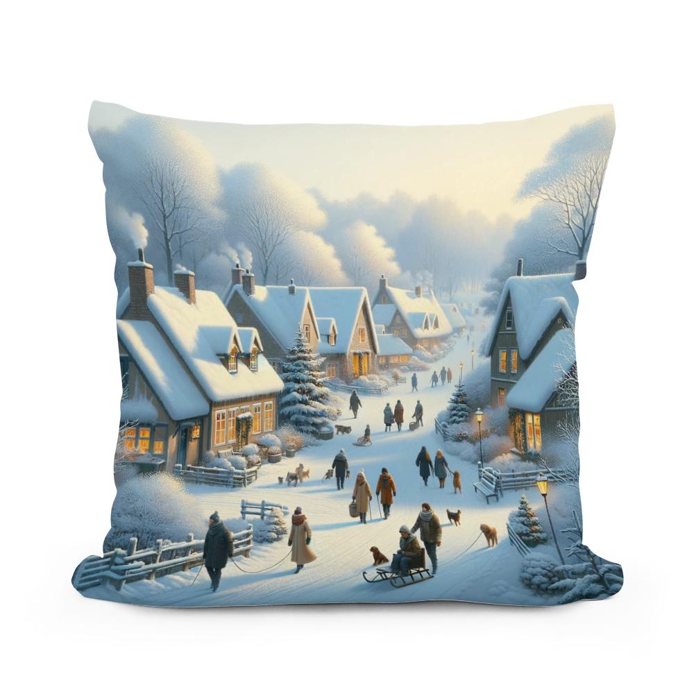 Winter Village Cotton Cushion