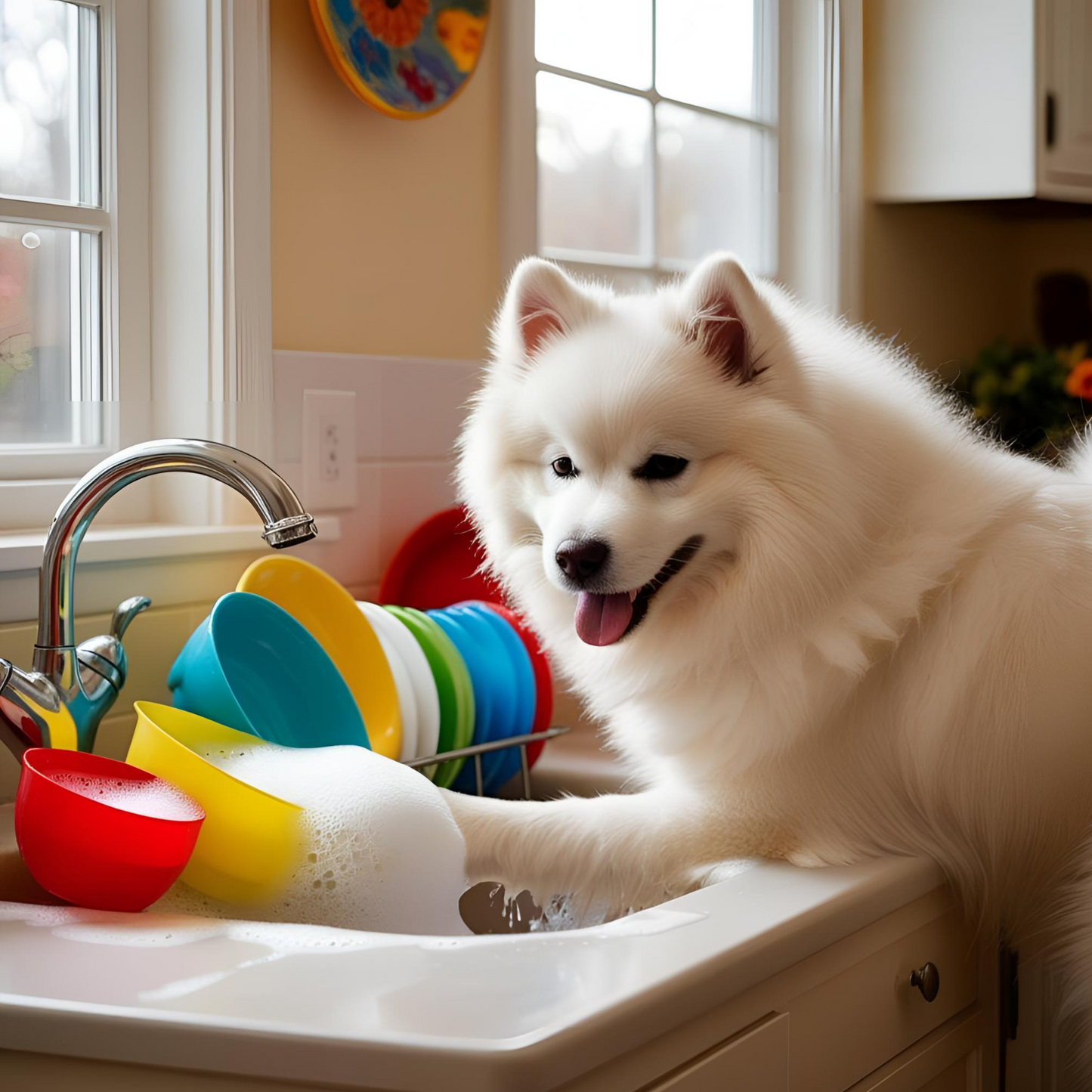 Dish Duty Drama Queen: Samoyed Edition