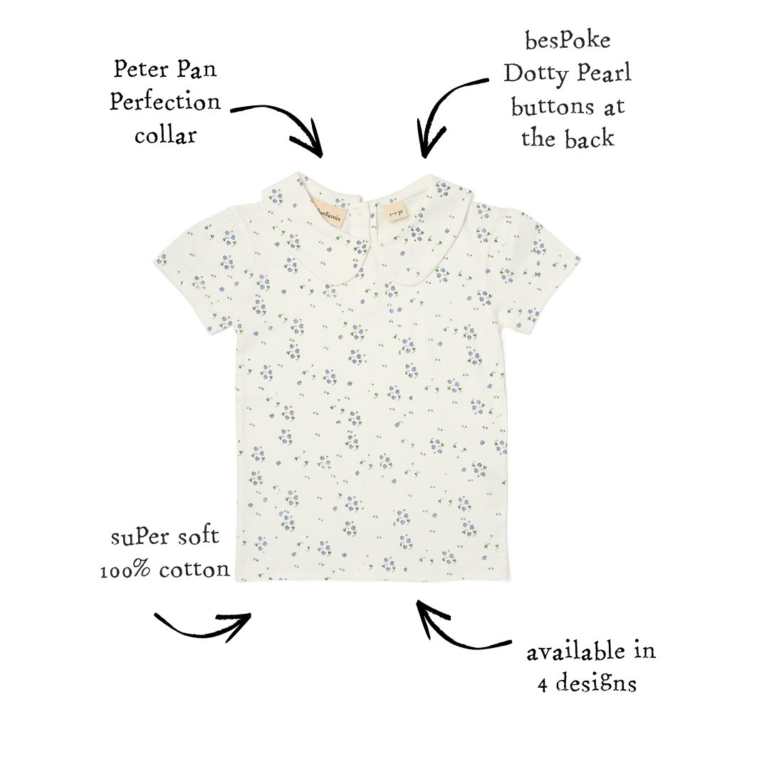 Peter Pan Short Sleeved T-Shirt - Purple Flower