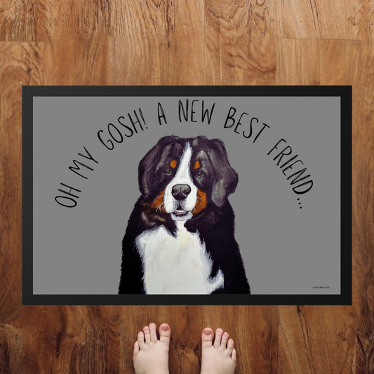 Oh My Gosh, A New Best Friend!" – Bernese Mountain Dog Doormat