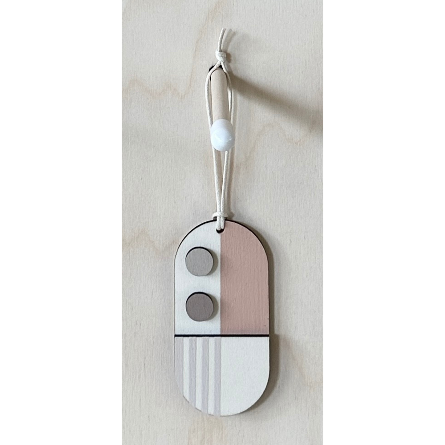 Mini Mid-Century Wall Art - Little Wooden Decoration - Pink & Natural Decor