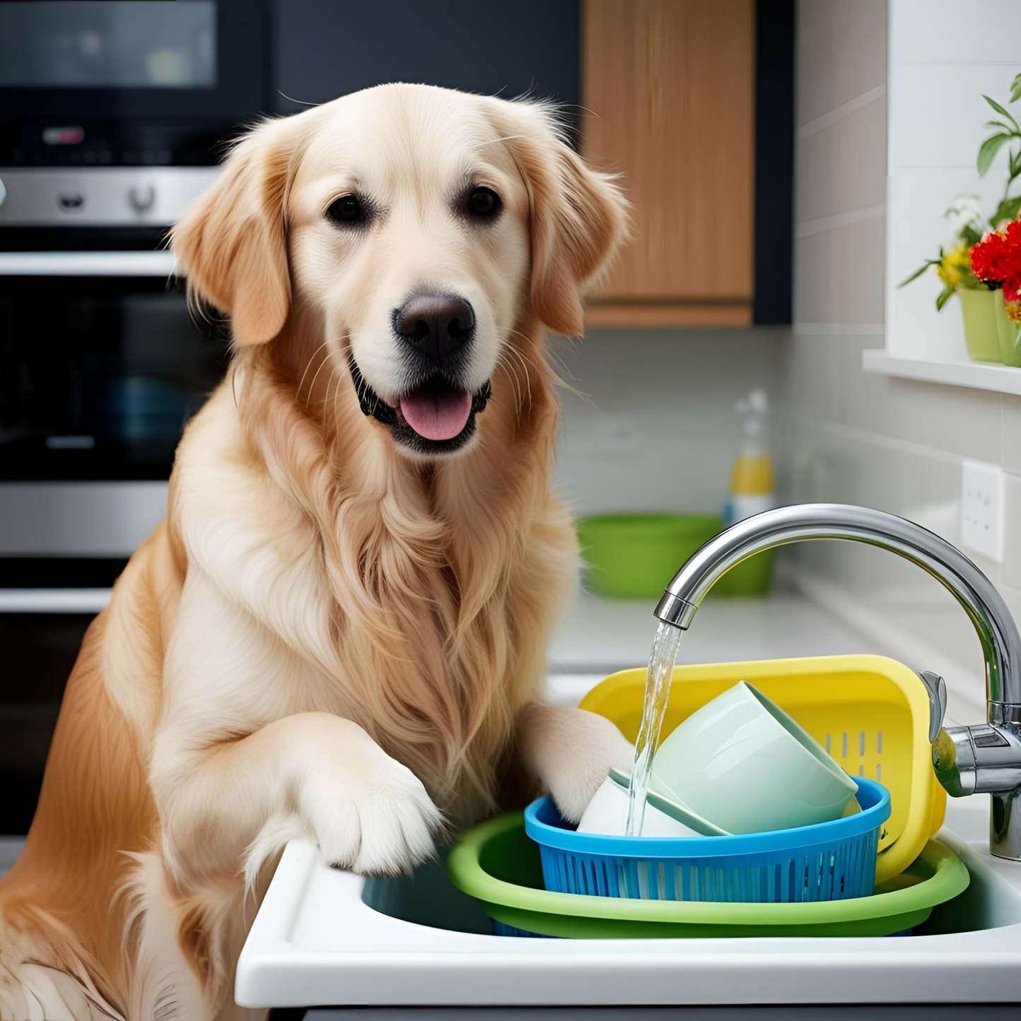 Dishes? Really? Not Fetch? – Golden Retriever Tea Towel