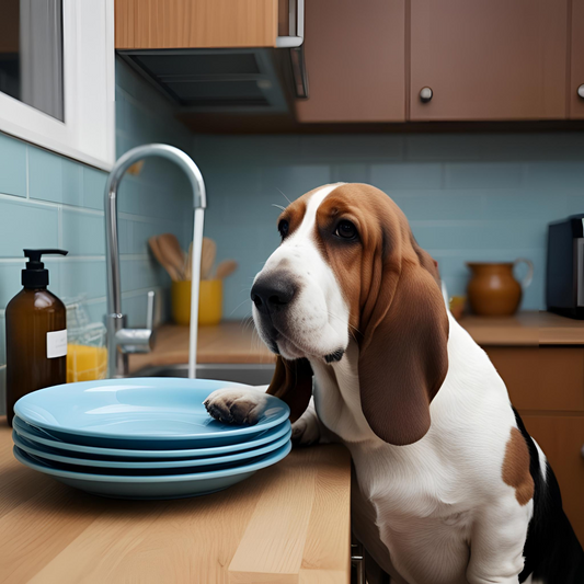 Dishes Over Me? The Audacity! Basset Hound Tea Towel