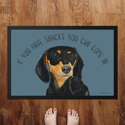 Snacks-Only VIP Access: The Black & Tan Dachshund Doormat!