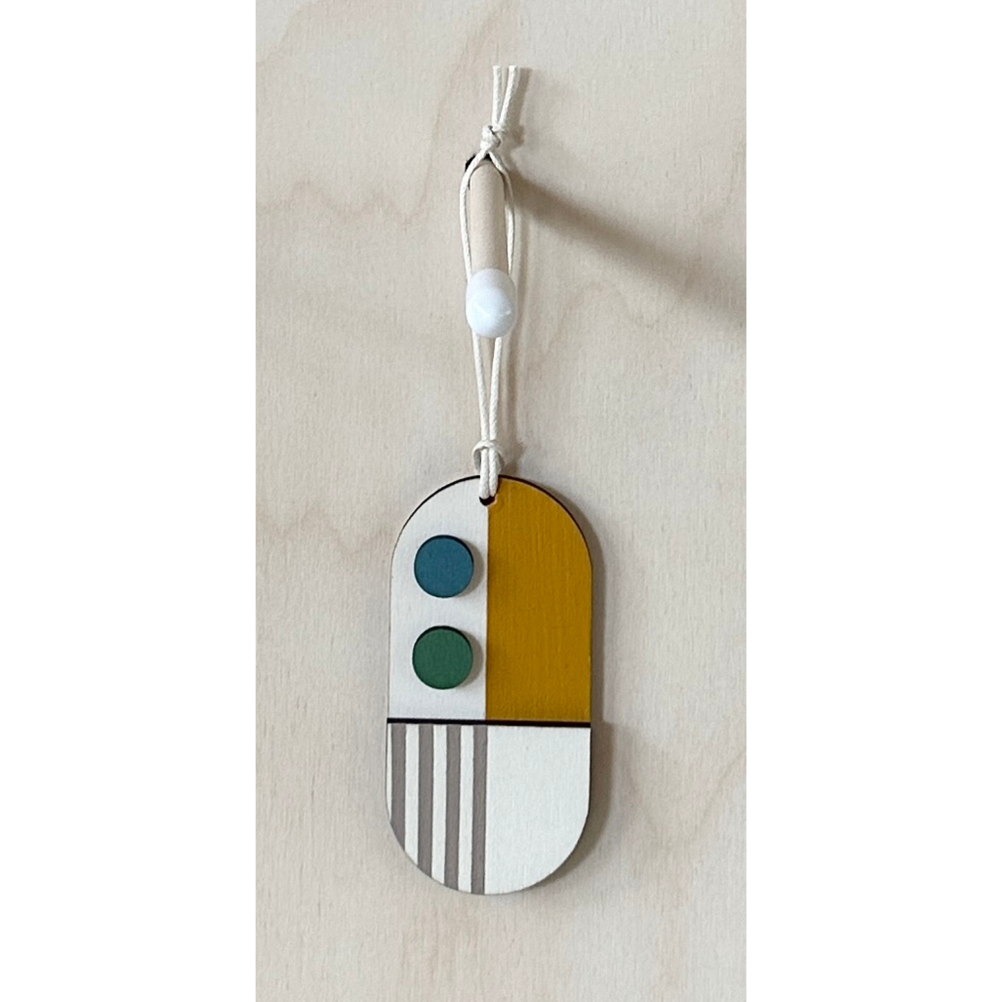 Geometric Decoration - Mini Mid-Century Wall Art - Little Wooden Decoration - Green & Yellow Decor