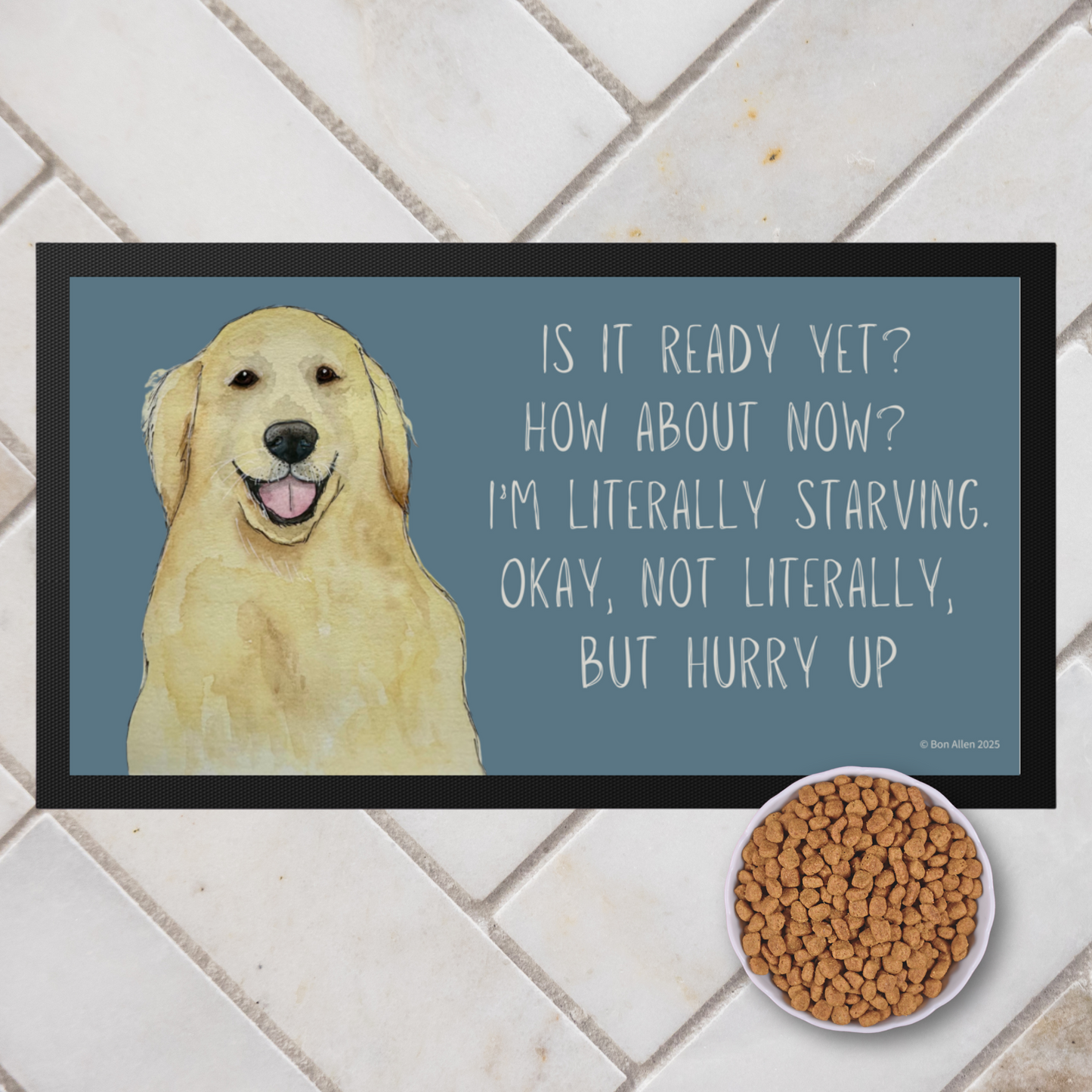 Golden Retriever’s Ultimate Feast Mat – Hurry Up, Hooman!