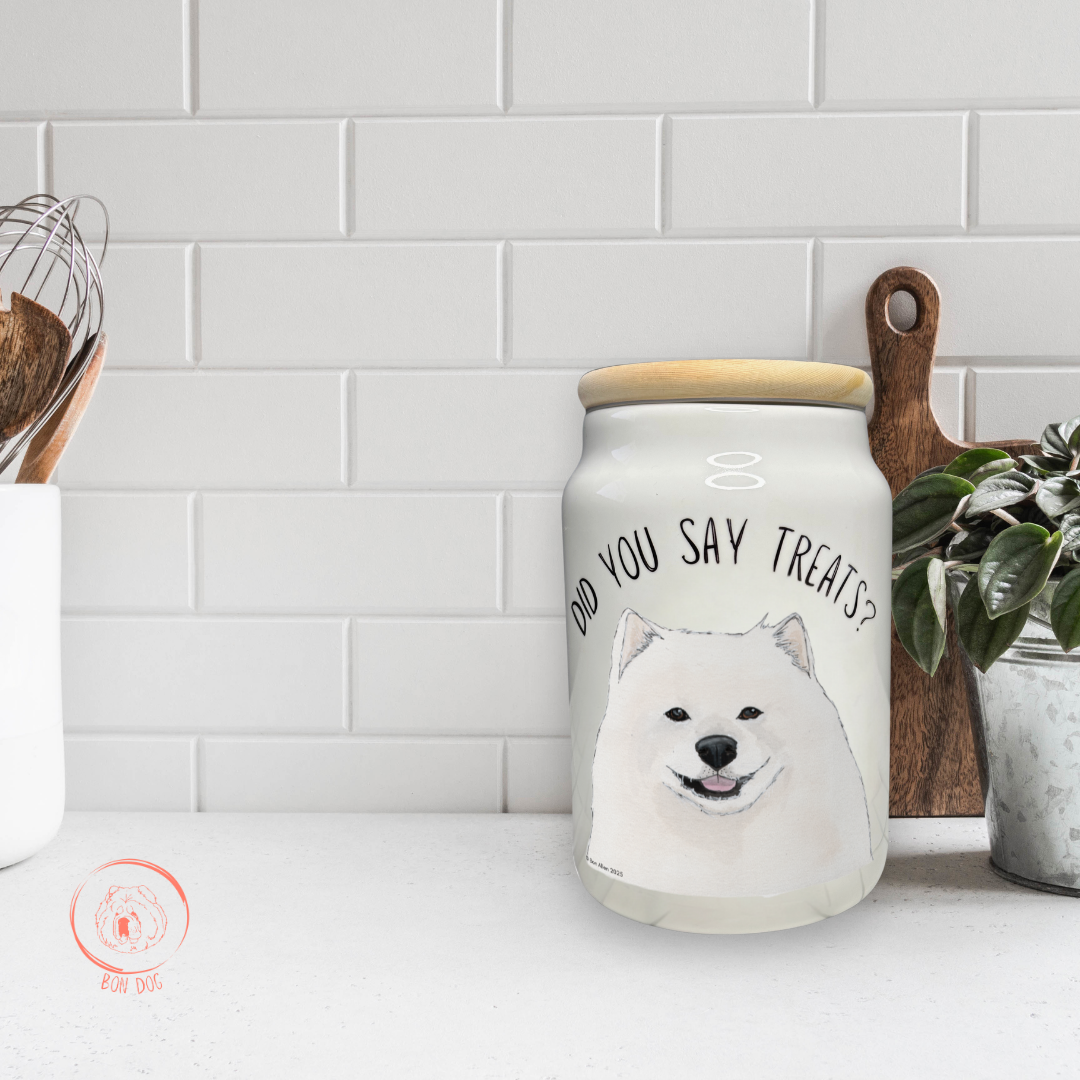Snack Vault for Fluffballs: Samoyed-Approved Treat Jar