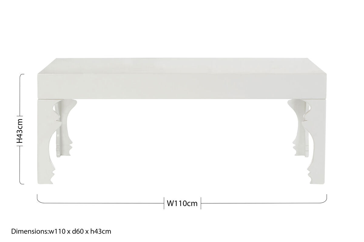 Luis White High Gloss Finish Coffee Table