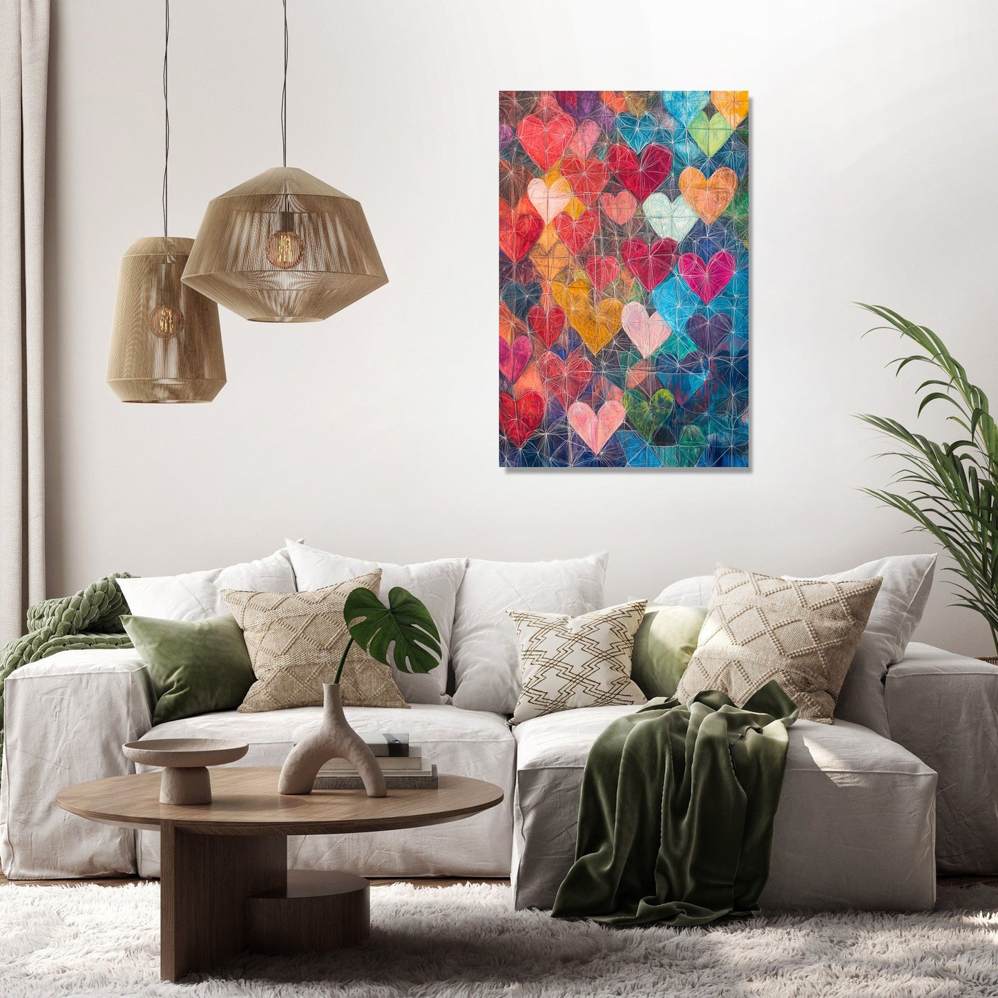 Intertwined Hearts Geometry Canvas