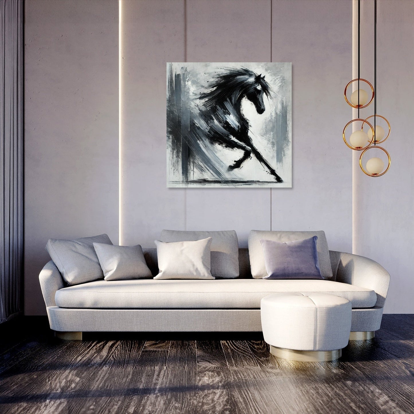 Dynamic Black Horse Canvas
