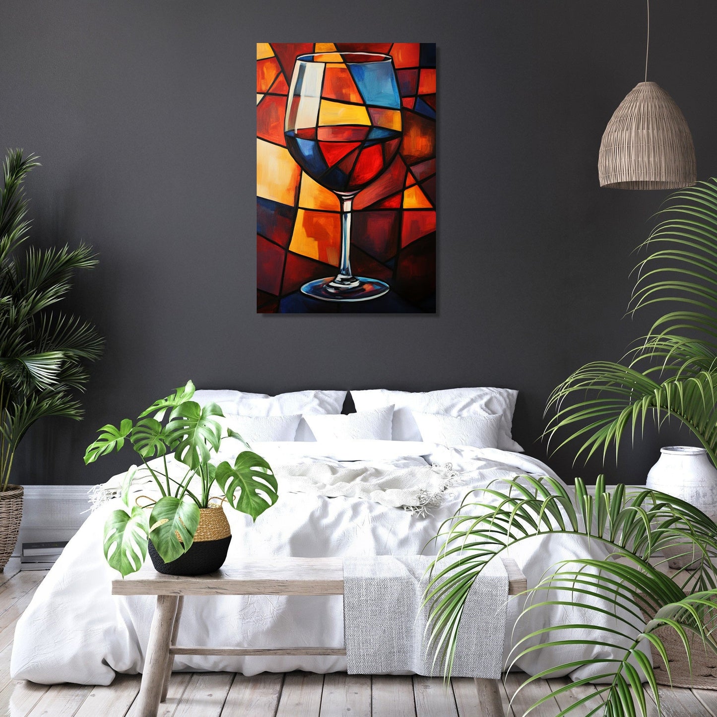 Geometric Wine Glass Canvas
