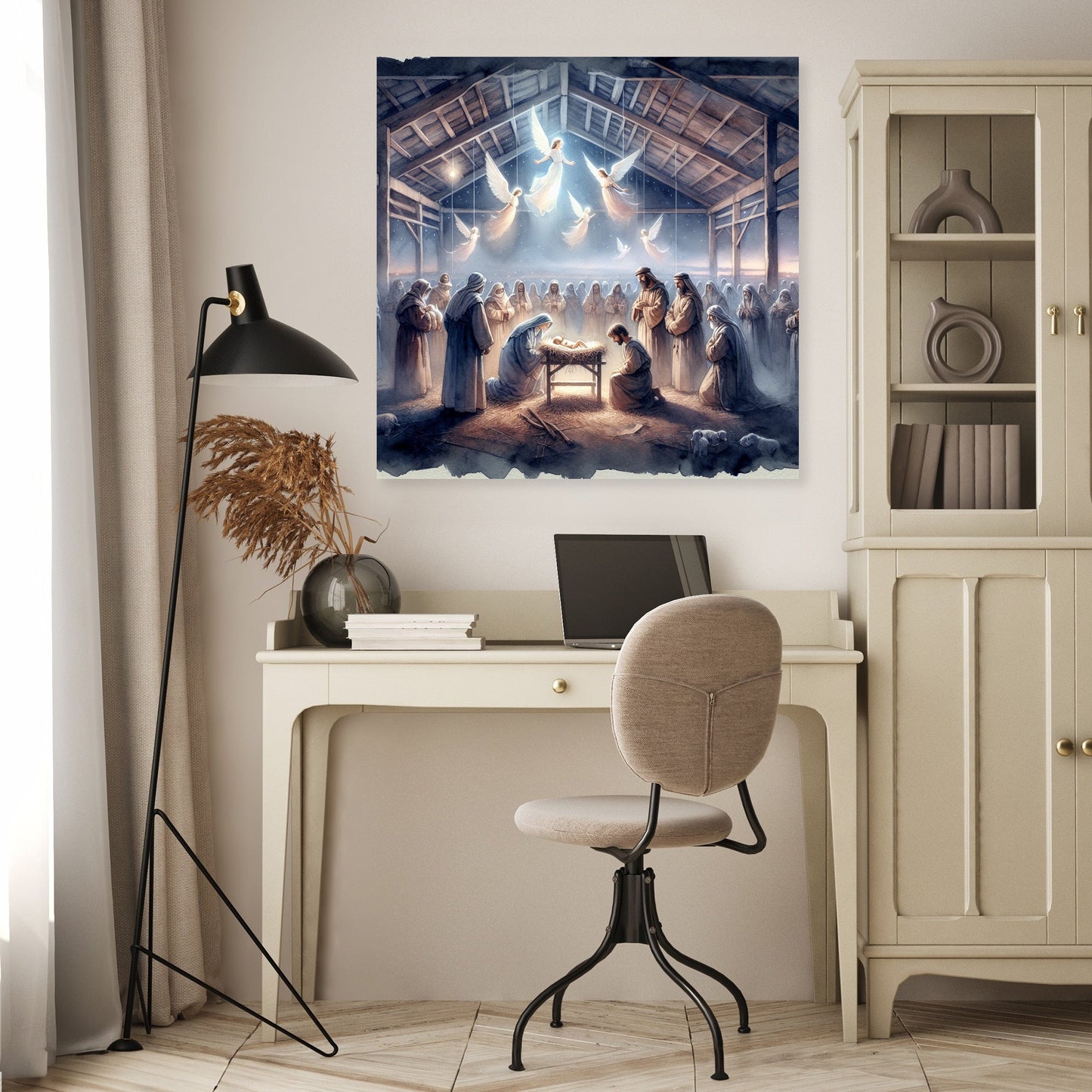 Serene Nativity Nightfall Canvas