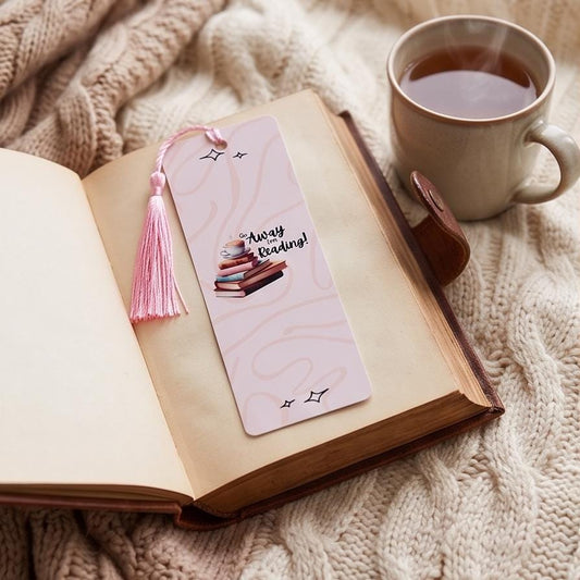 Go Away I'm Reading! Pink Laminated Bookmark with Tassel, Funny Book Lover Gift