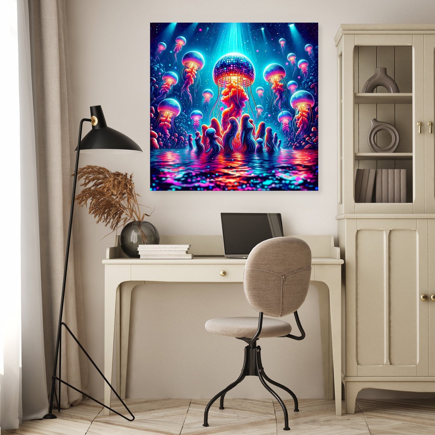 Neon Waves Canvas