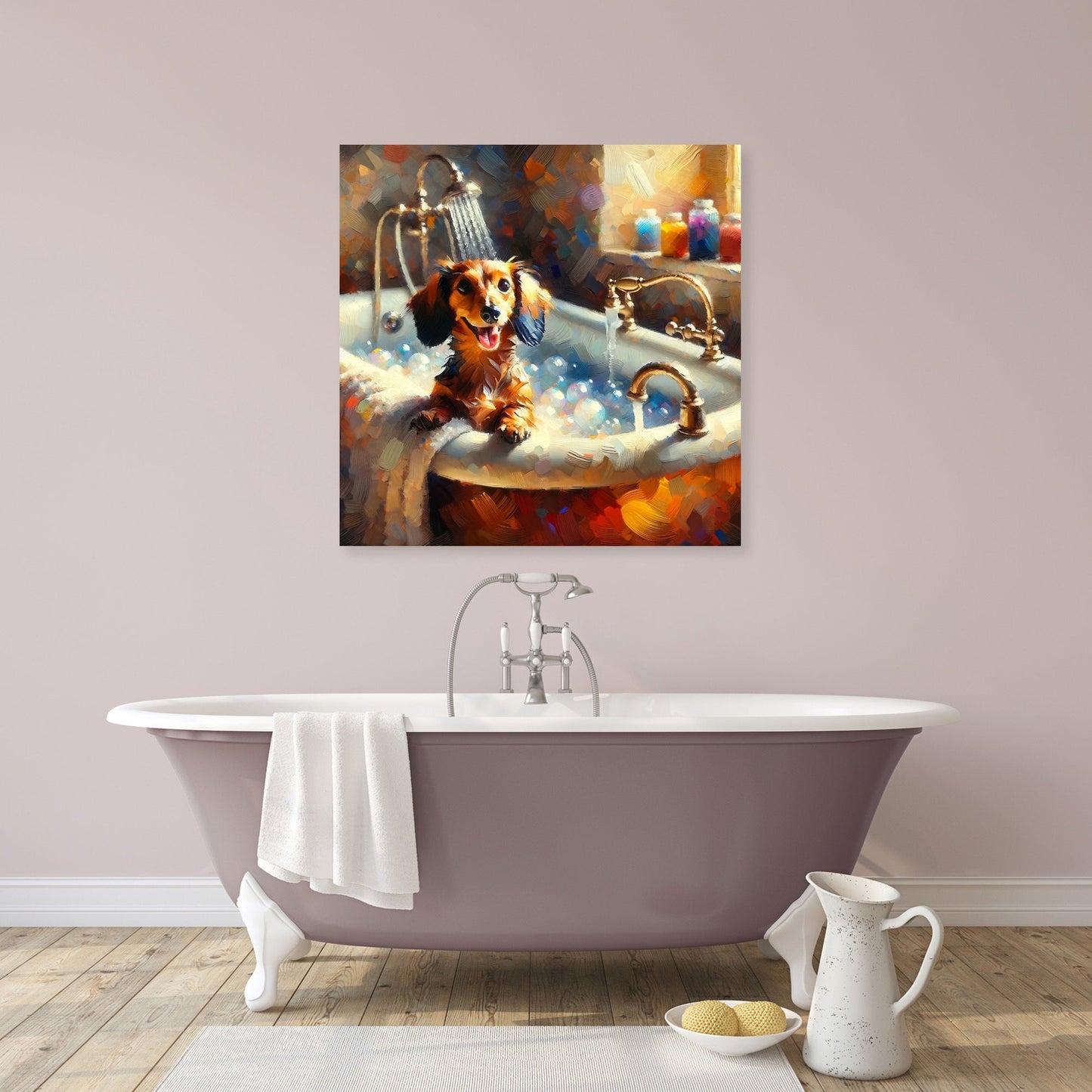 Impressionist Dachshund Soak Canvas