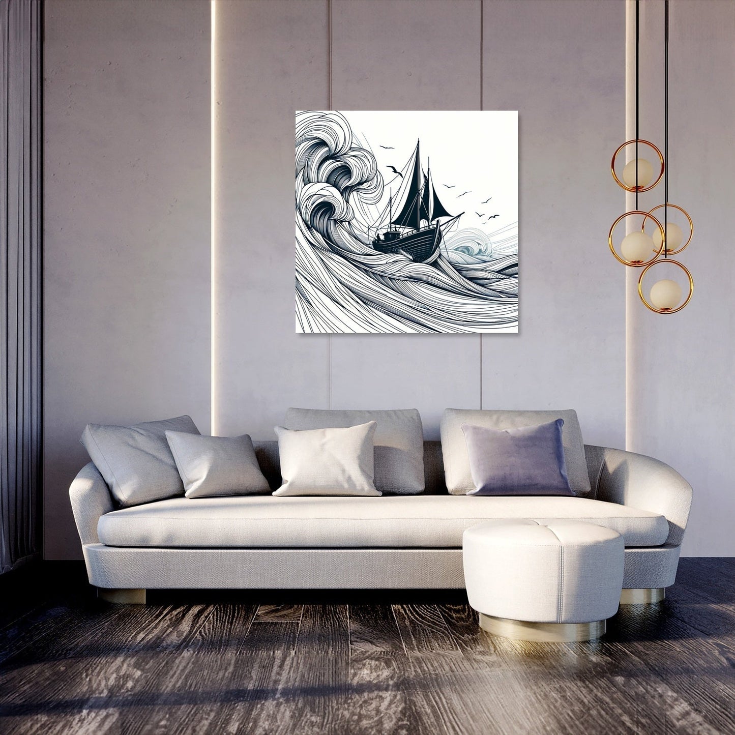Resilient Waves Sketch Canvas