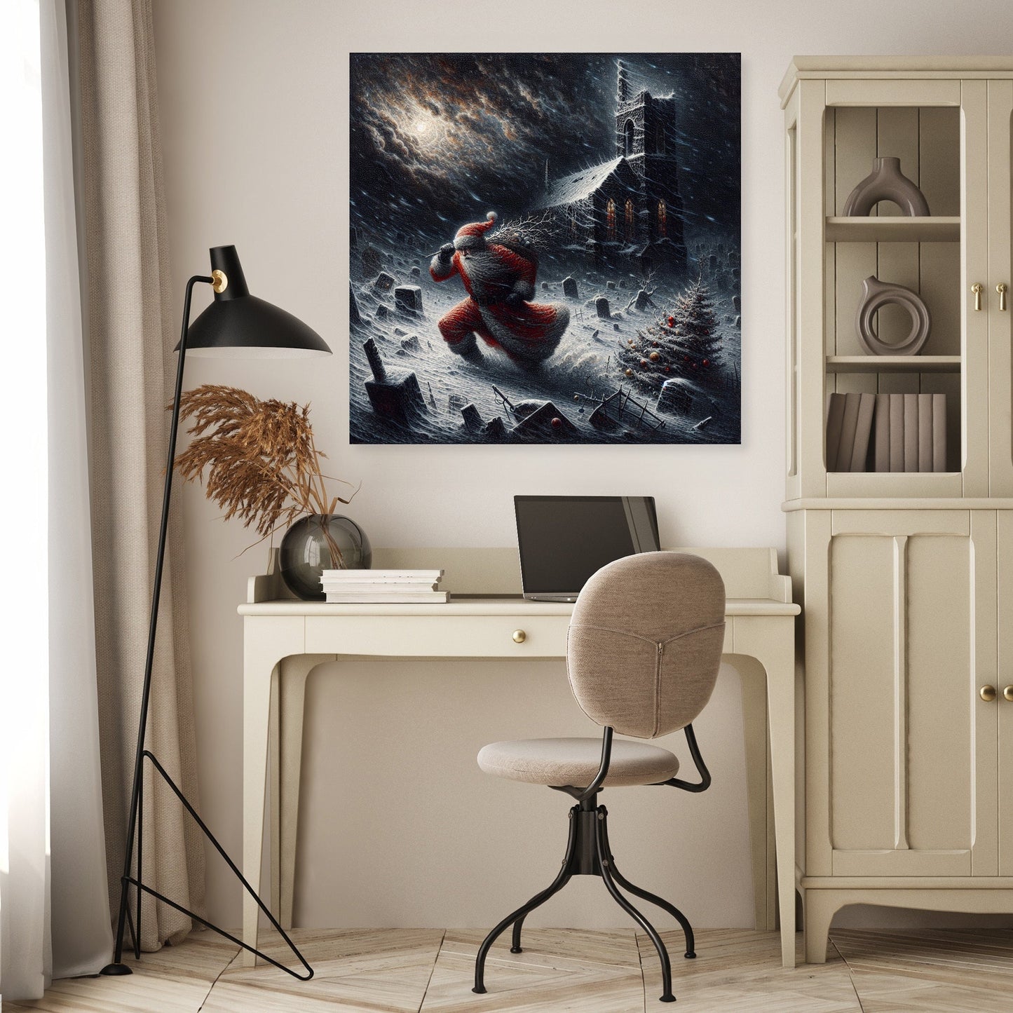 Resilient Santa's Stormy Christmas Canvas