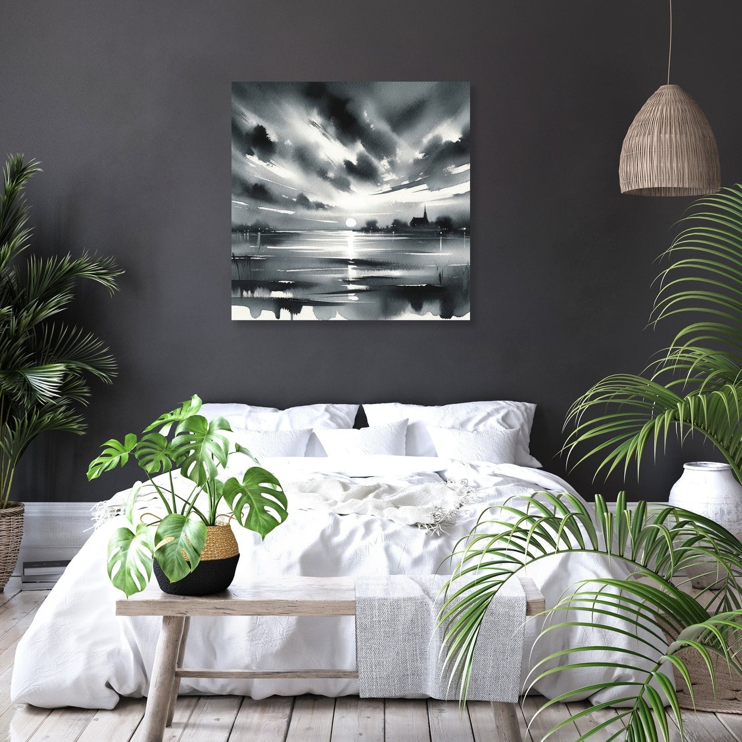 Monochrome Twilight Canvas