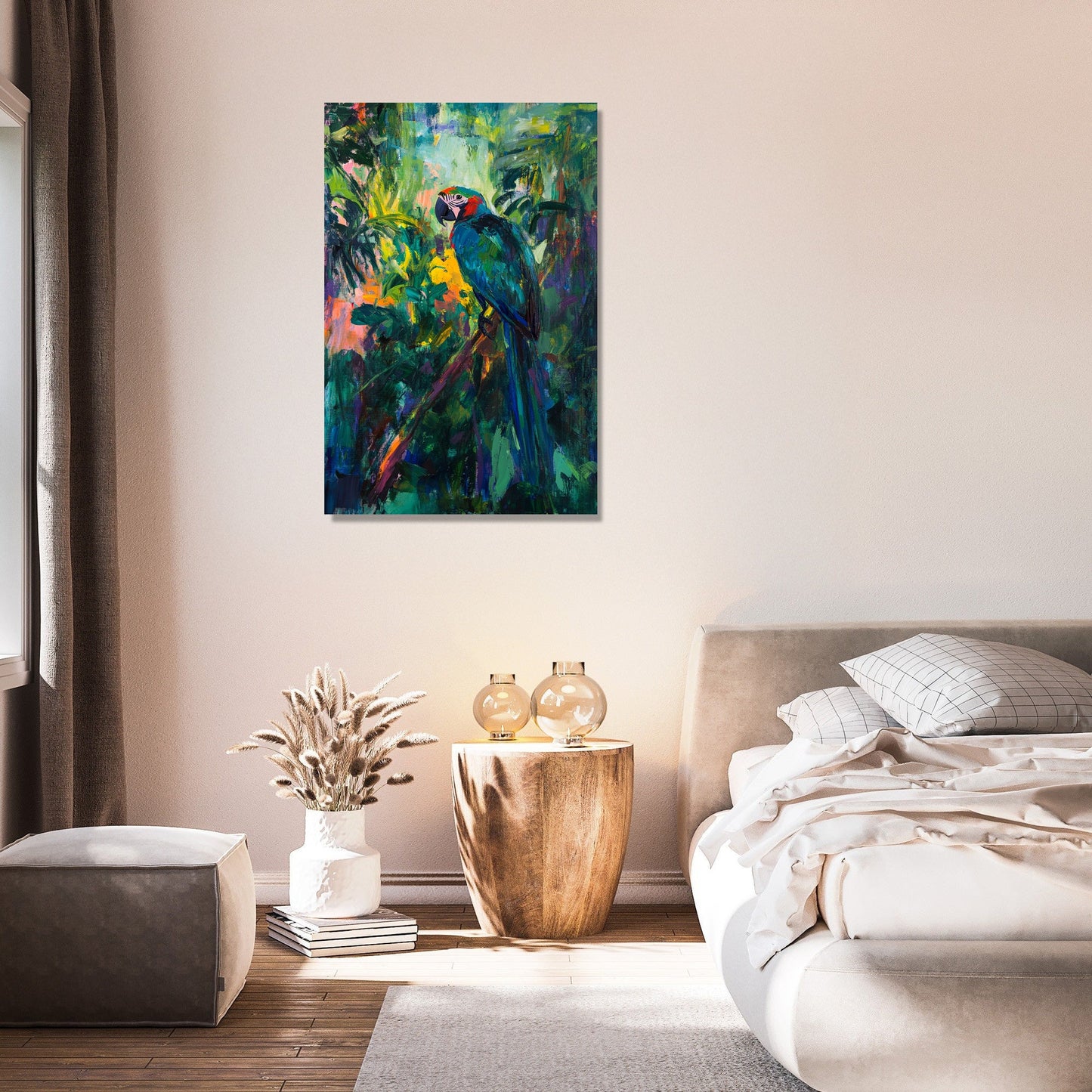 Parrot on Branch Canvas