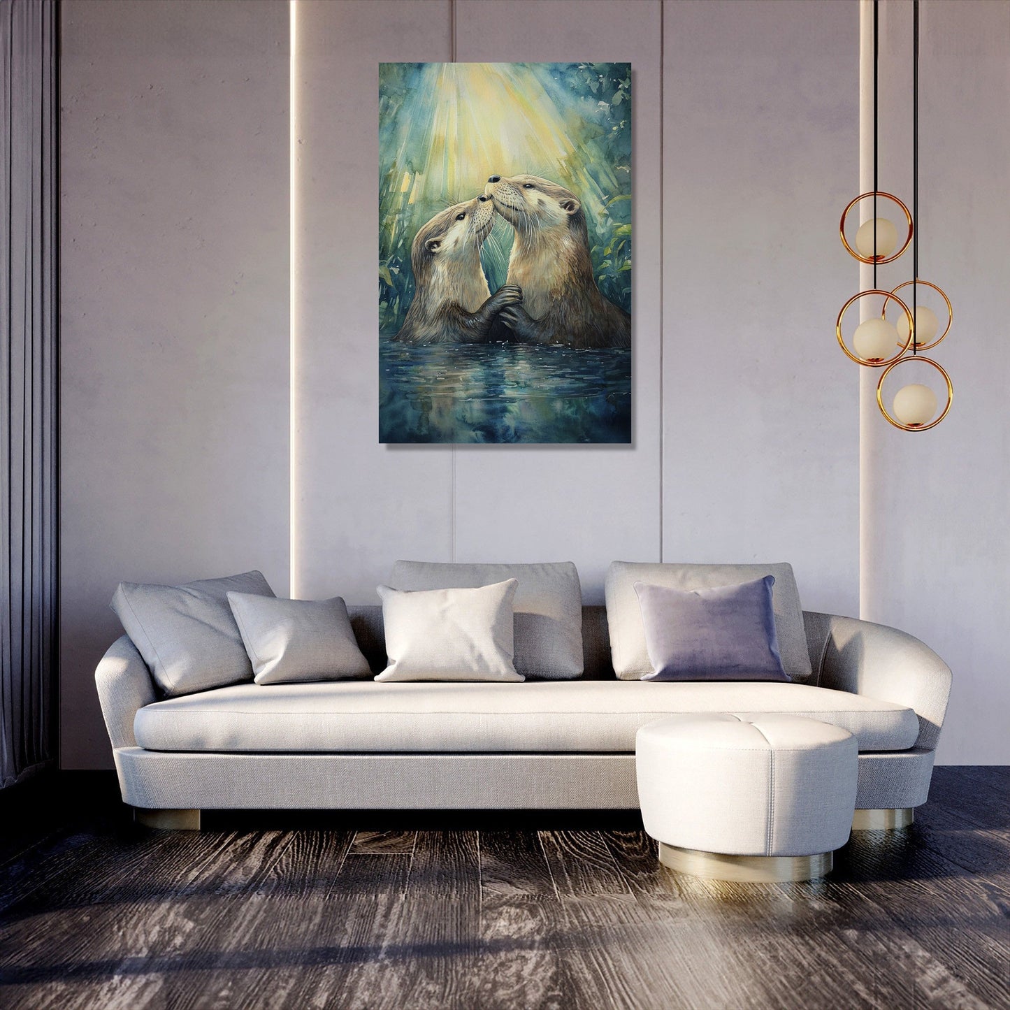 Otters' Embrace on Canvas