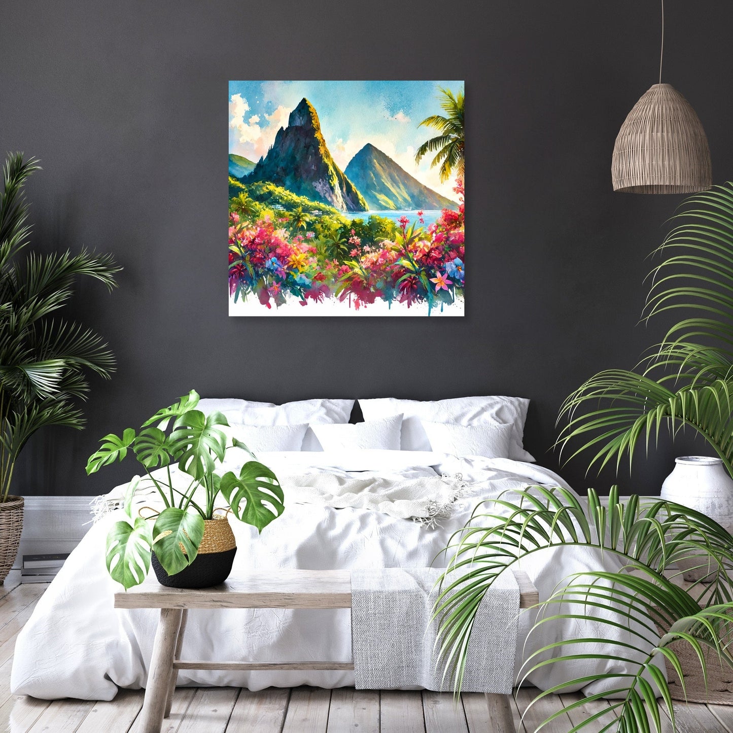 Volcanic Peaks and Blooms Canvas