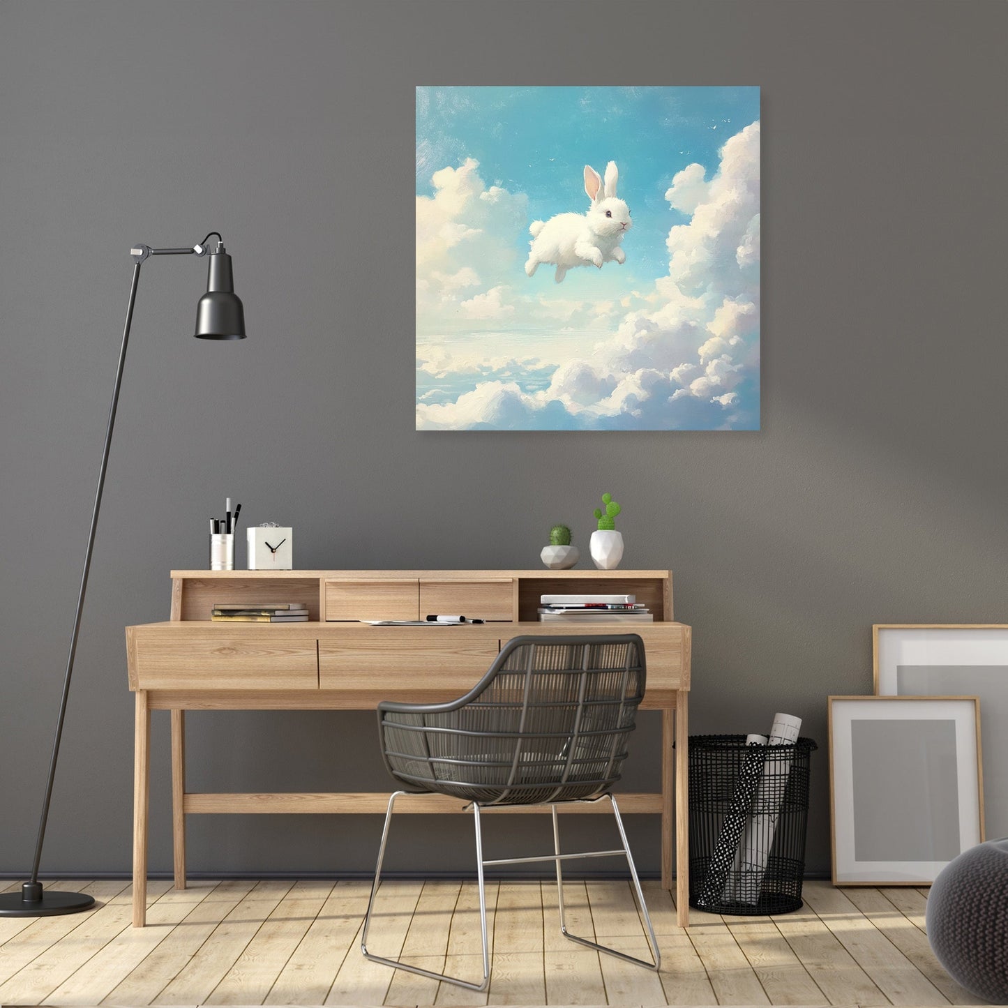 Fluffy Clouds Bunny Canvas