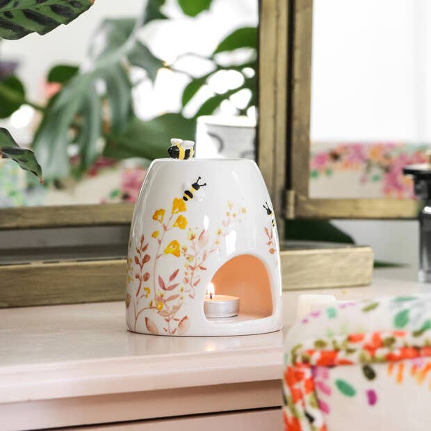 Floral Ceramic Wax Warmer - Dusky Pink