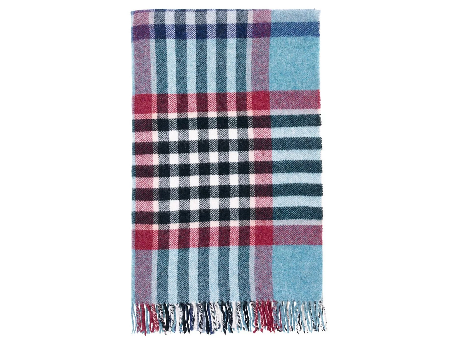 Chesil Check Pure New Wool Throw - Teal