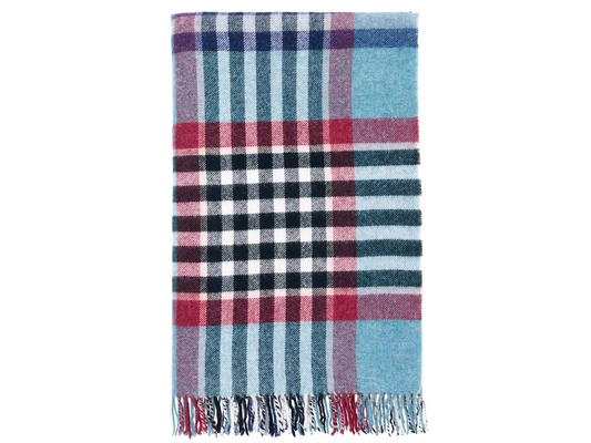 Chesil Check Pure New Wool Throw - Teal