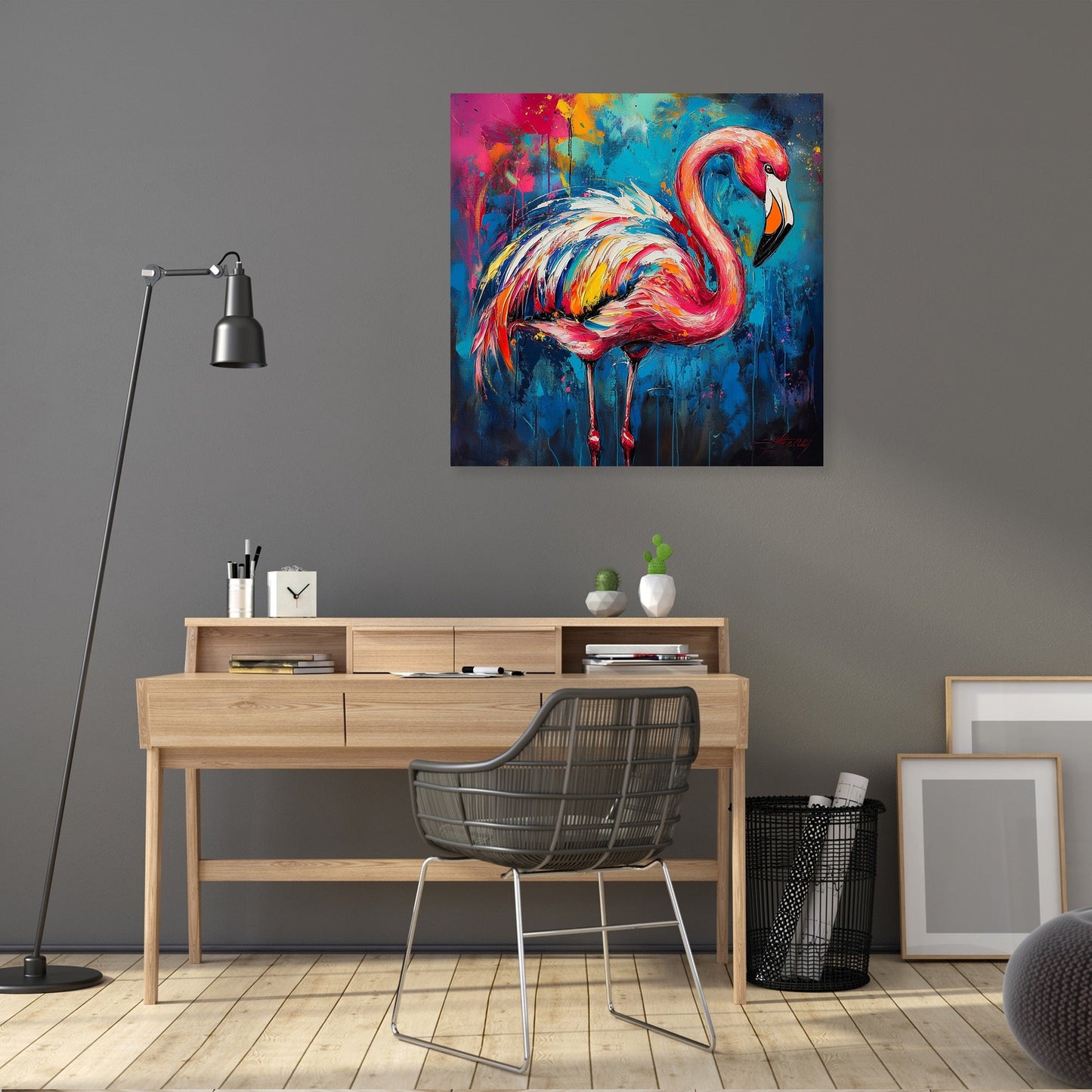 Flamingo's Vibrant Dance Canvas