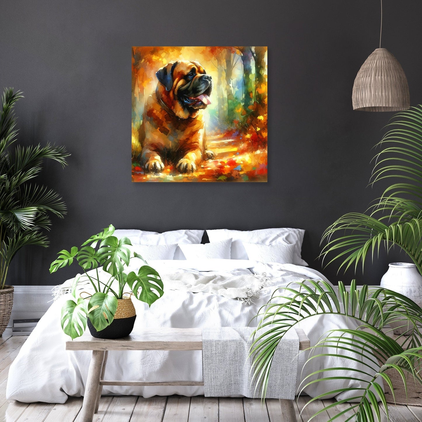 Autumn Stroll Bullmastiff Canvas