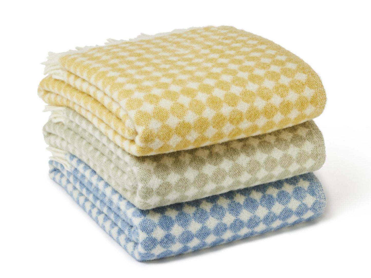 Jacquard Spot Pure New Wool Throw - Oil Yellow