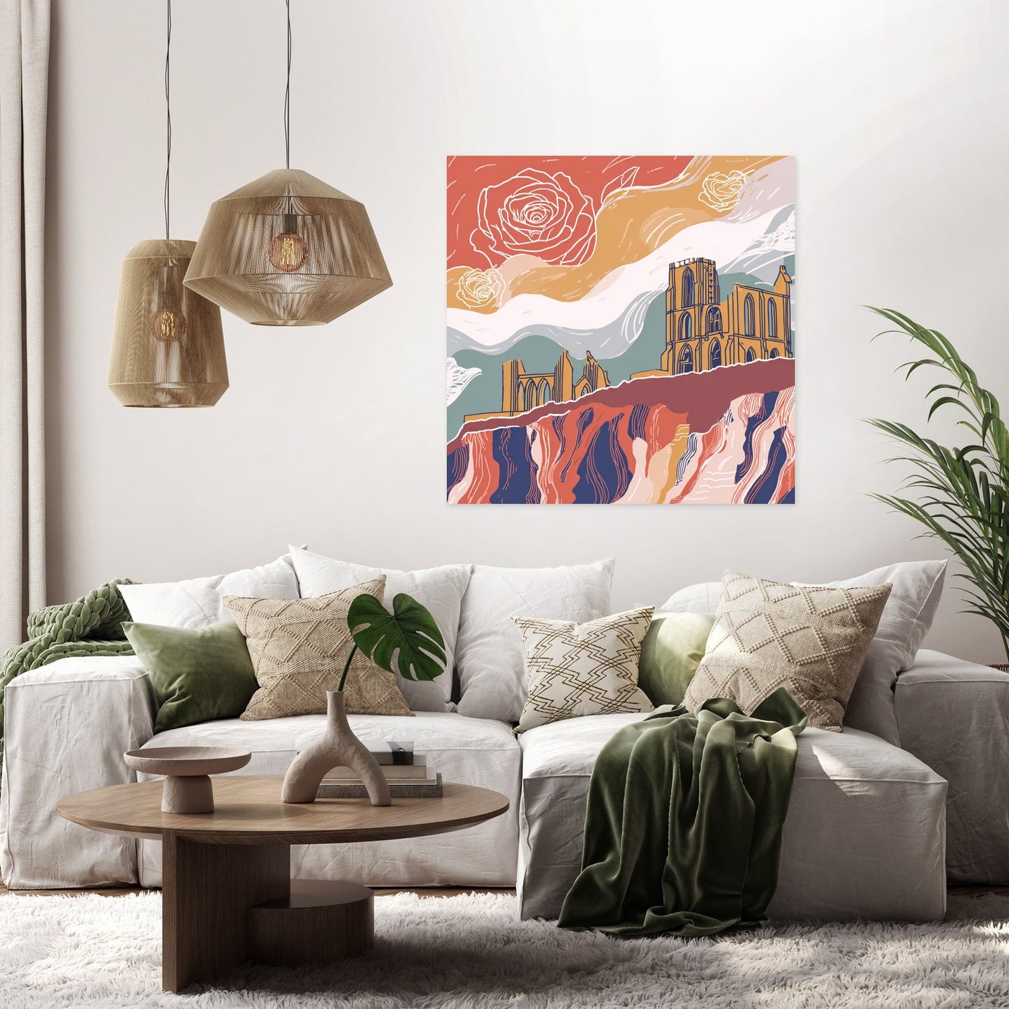 Whitby Abbey Rose Canvas