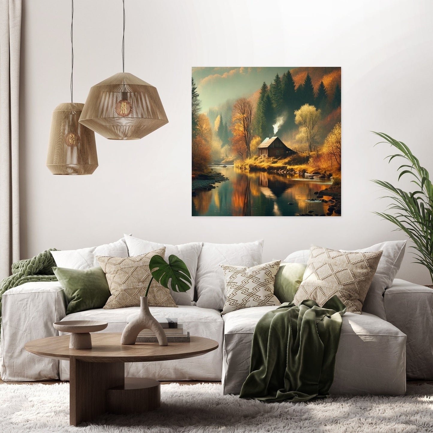 Autumn Riverside Retreat Canvas