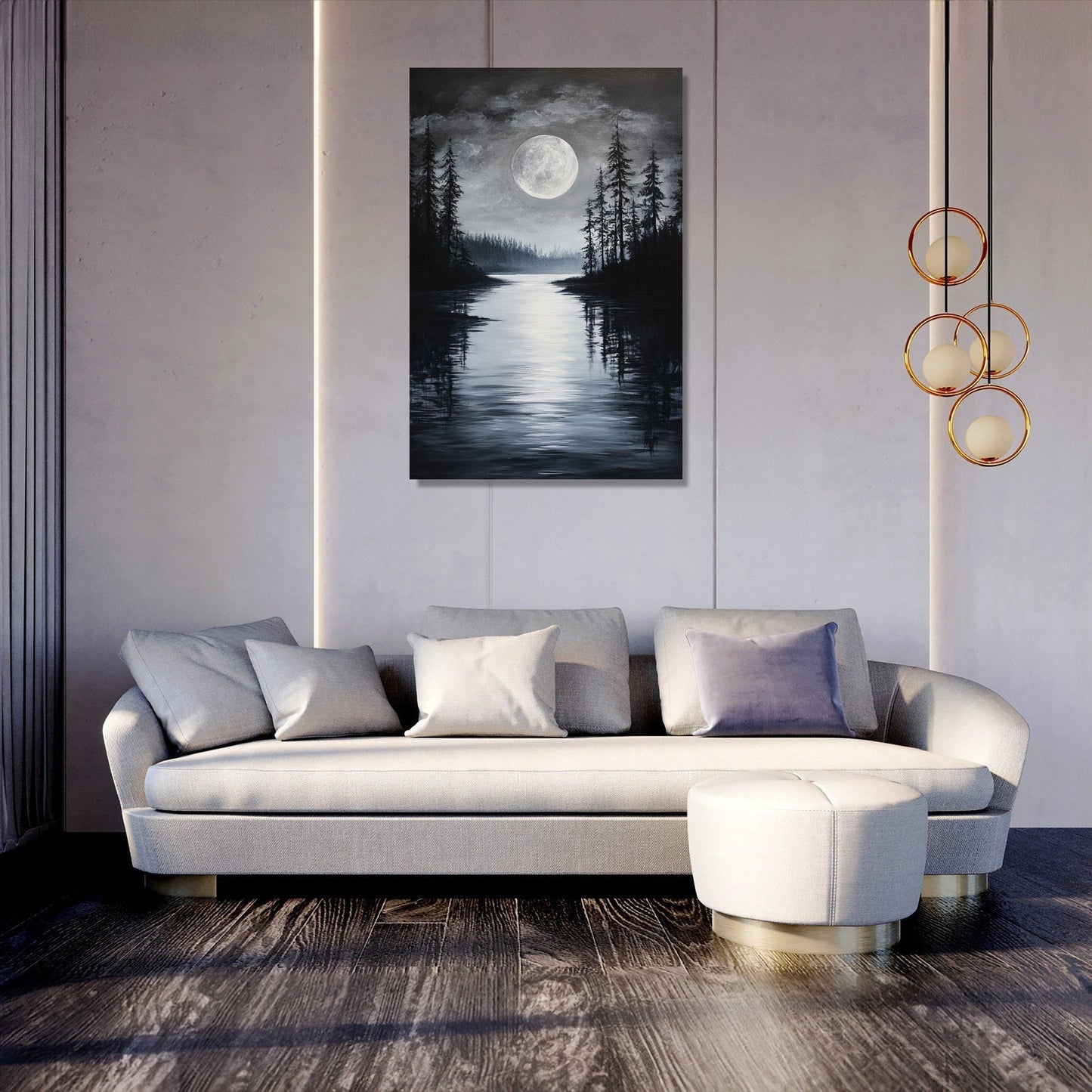 Lunar Serenity Lake Canvas