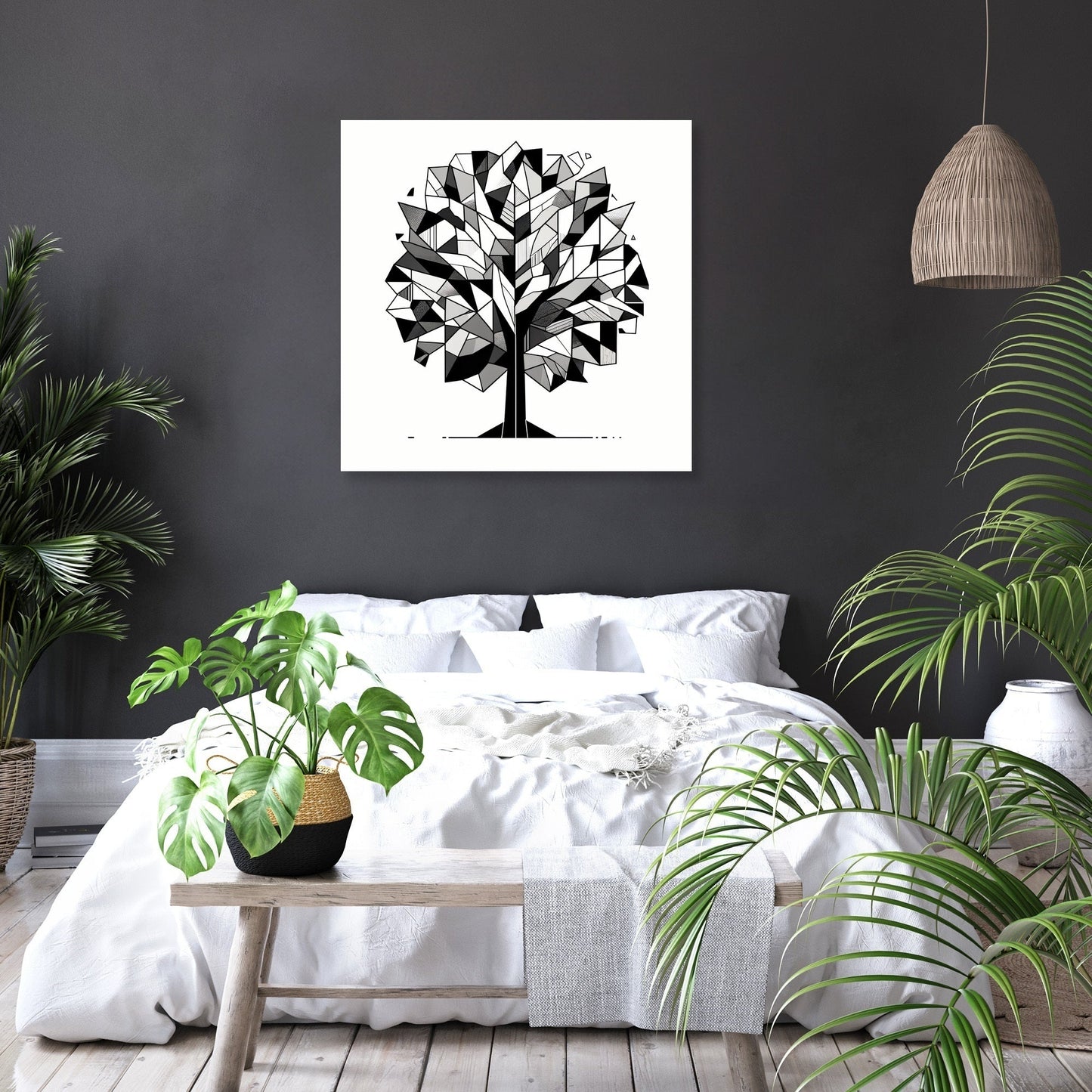 Cubist Tree Silhouette Canvas