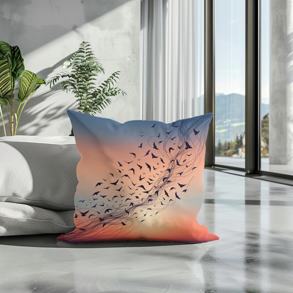 Twilight Avian Ballet Cotton Cushion