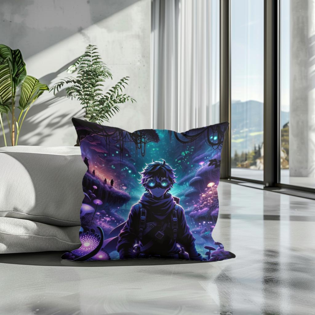 Bioluminescent Shadow Realm Cotton Cushion