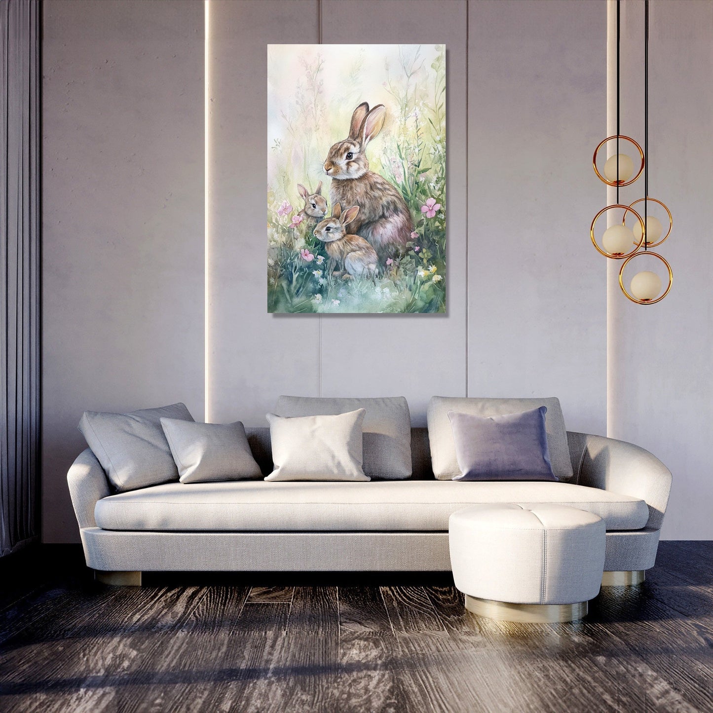 Rabbit Family Spring Canvas