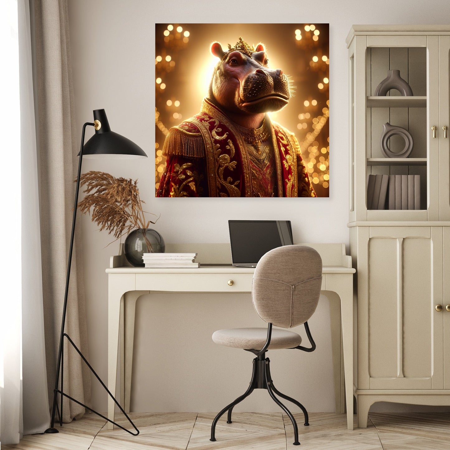 Regal Hippopotamus Elegance Canvas