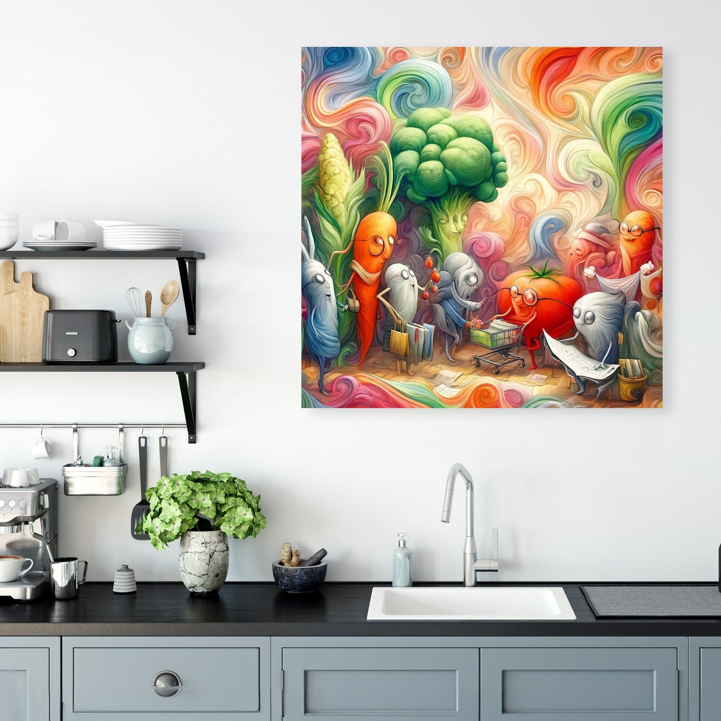 Vibrant Vegetable Gathering Canvas
