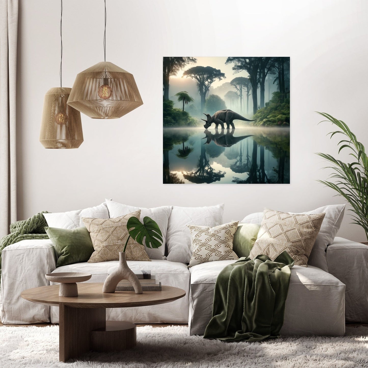 Lakeside Reflections Triceratops Canvas
